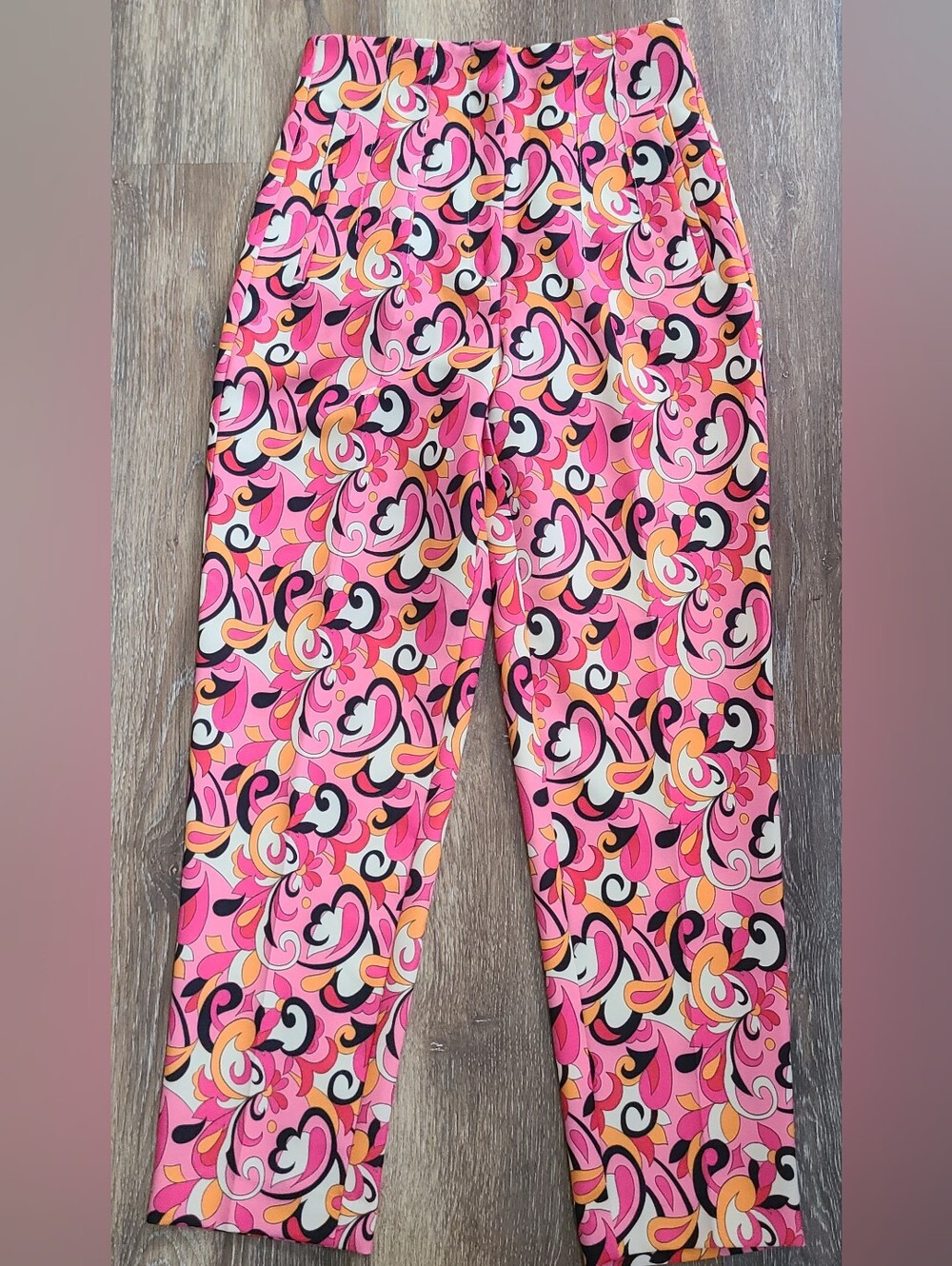 Zara Paisley Pleated Print Cropped Ankle Pants Womens Size Small NEW